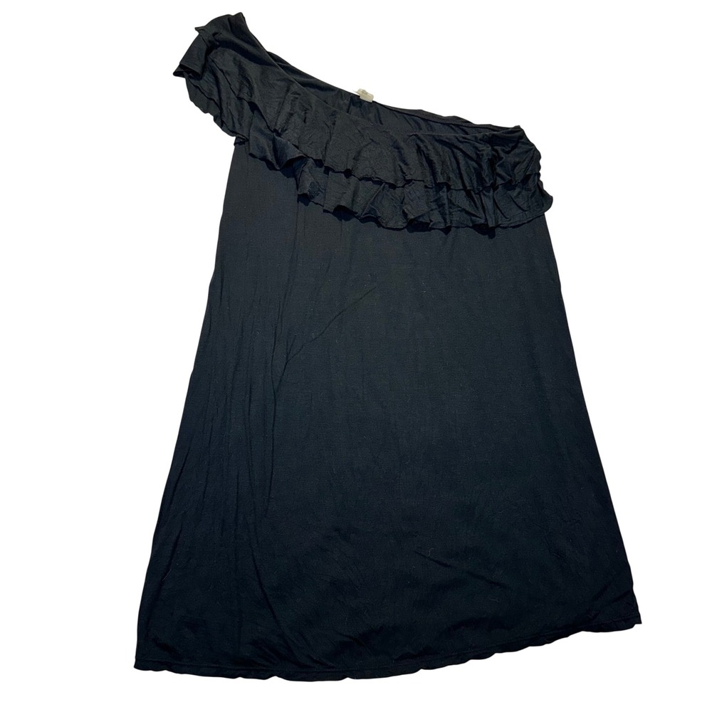 Victoria's Secret One Shoulder Dress Womens Medium Black Ruffle Modal Mini